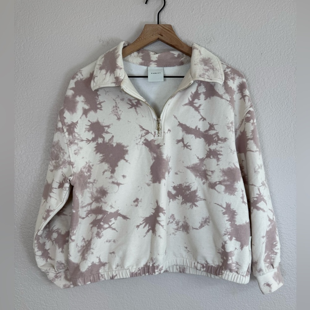Varley Romero Sweat Half 1/2 Zip Pullover Sweatshirt in Taupe Tiedye Medium $127 - Picture 5 of 11